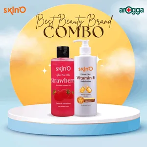 SkinO Glow Your Skin Strawberry Scented Shower Gel 220ml  with SkinO Ultimate Glow Vitamin E Body Lotion 220ml Combo